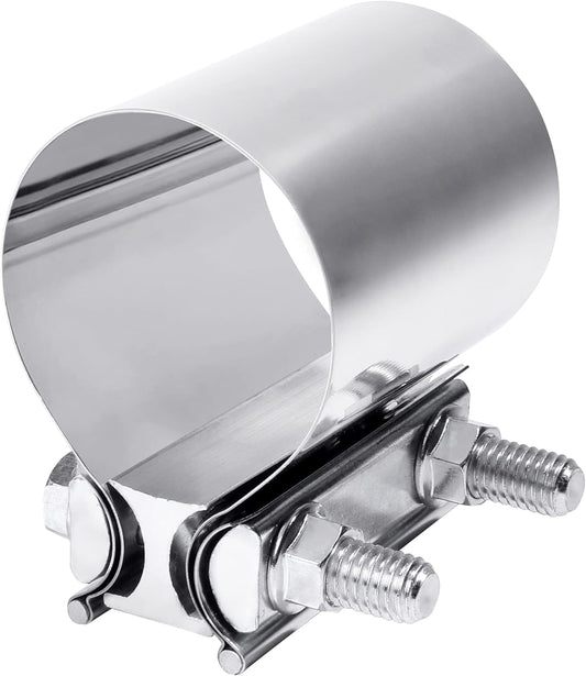 Zlirfy Stainless Steel Exhaust Clamp Band, Universal Widening Butt Joint Clamp, Fit for 2.5" Exhaust Pipe V1258-DP02-WO-322