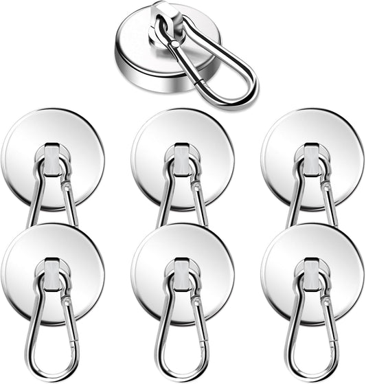 Magnetic Hooks, 110LBS Strong Heavy Duty Neodymium Magnet Hooks with Swivel Carabiner Hook,Great for Your V1258-DP02-WO-332