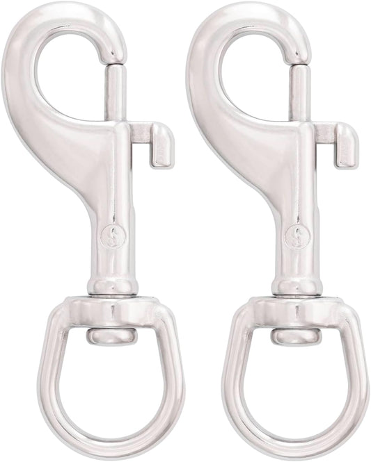 SHONAN 3.5 Inch Swivel Eye Snap Hook, 2 Pack Marine Grade Scuba Bolt Snap, Single Ended Stainless Steel Flag V1258-DP02-WO-334