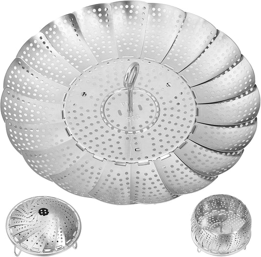 Steamer Basket for Cooking 304 Stainless Steel Entirely Thickened,Collapsible Steamer Insert for Pots, Fits V1258-DP02-WO-34