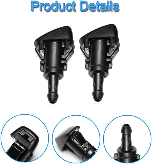 Front Windshield Washer Nozzles Wiper Spray Kit- For: Dodge, Ram, Jeep - Replaces OEM #: 4805742AB, 5116079AA V1258-DP02-WO-340