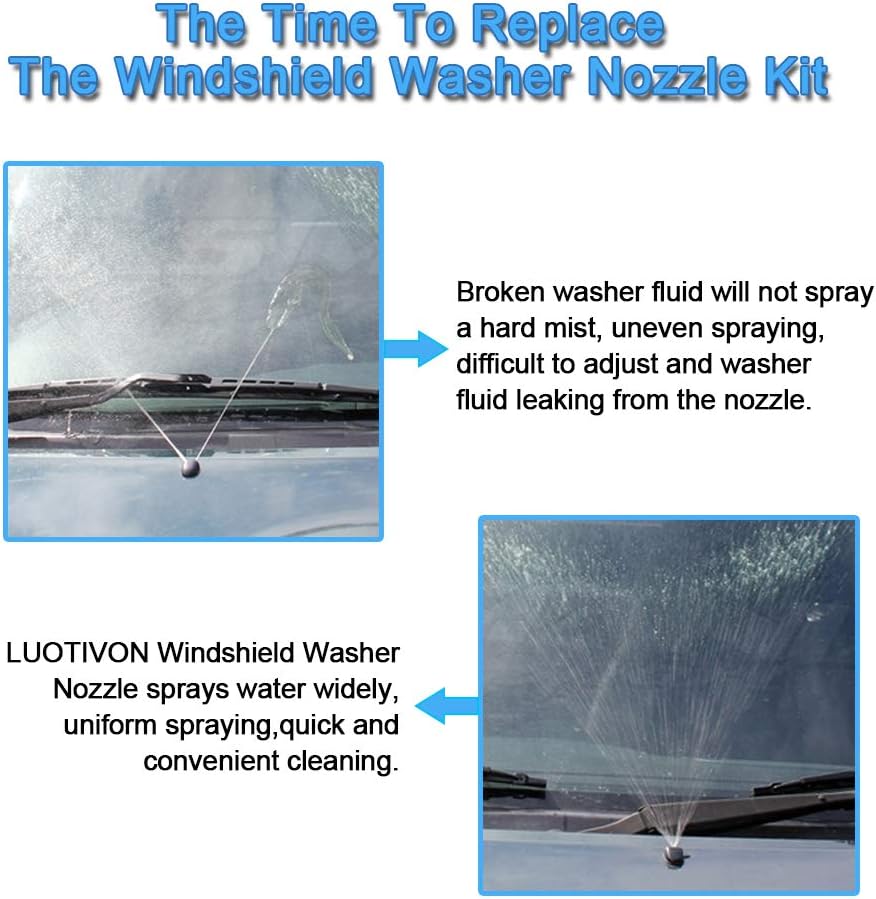 Front Windshield Washer Nozzles Wiper Spray Kit- For: Dodge, Ram, Jeep - Replaces OEM #: 4805742AB, 5116079AA V1258-DP02-WO-340