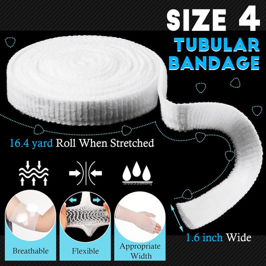 2 Rolls Tubular Bandage Elastic Net Wound Dressing Stretch Dressing Retainer Tubular Elastic Gauze Bandage V1258-DP02-WO-345