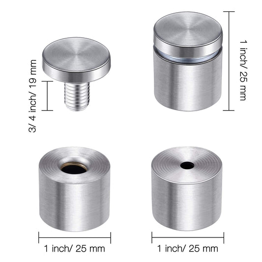 8 Pcs Sign Standoff Screws Advertising Screws Stainless Steel Wall Standoff Mounts Glass Acrylic Nail (1 x 1 V1258-DP02-WO-347