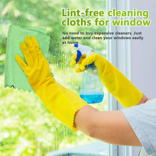 Microfiber Glass Cleaning Cloths-6PK, 16"x14" Lint Free Window Cleaning Cloth, Glasses, Mirrors, Screens, V1258-DP02-WO-35