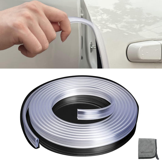 32.8ft (10m) Car Door Edge Guards Clear - Self-Adhesive PVC, U-Shaped, Fits Most Vehicles, Scratch- and V1258-DP02-WO-351