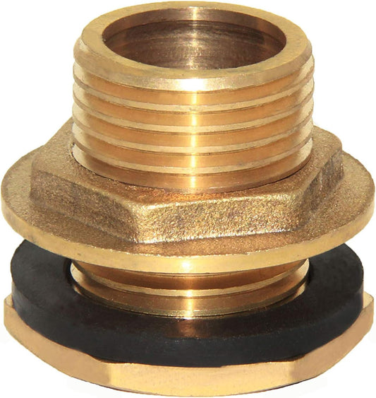 1" Male And No Female Inside Soild Brass Water Tank Connector Bulkhead Tank Fitting With Rubber Ring V1258-DP02-WO-355