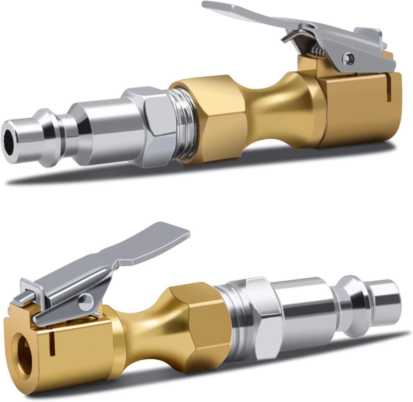 Brass Air Chuck Closed Flow Tire Chuck Heavy Duty Lock on Tire Inflator Chuck with Clip V1258-DP02-WO-356