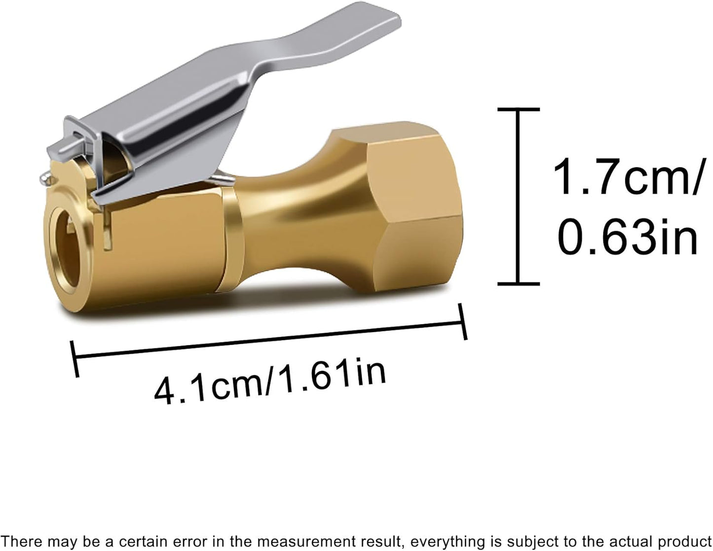 Brass Air Chuck Closed Flow Tire Chuck Heavy Duty Lock on Tire Inflator Chuck with Clip V1258-DP02-WO-356