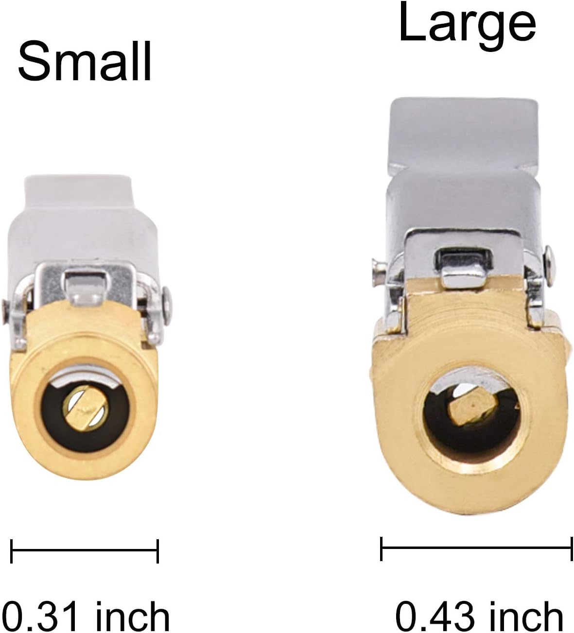 Brass Air Chuck Closed Flow Tire Chuck Heavy Duty Lock on Tire Inflator Chuck with Clip V1258-DP02-WO-356