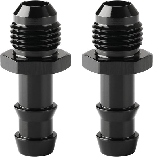 6AN Male Flare to 3/8 Hose Barb Straight Fitting Adapter Aluminum Black 2PCS V1258-DP02-WO-358