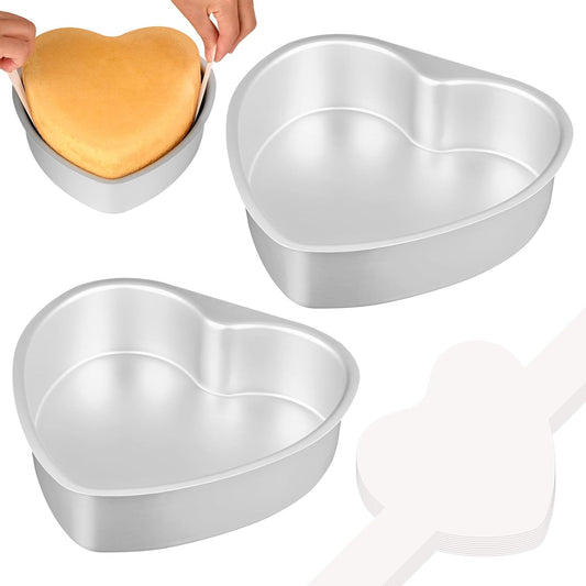 8 Inch Heart Cake Pan, Set of 2 Heart Shaped Cake Pans with 60 Pieces Parchment Paper, Non-stick Cake Baking V1258-DP02-WO-36