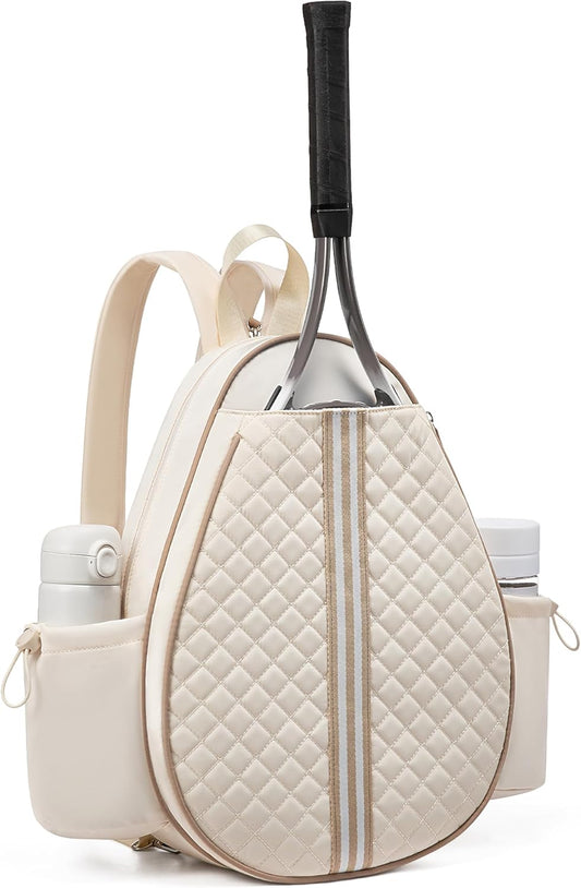 Tennis Bag, Quilted Tennis Sling Crossbody Backpack, Water Resistant Tennis Racket Bags for Women Men, V1258-DP02-WO-366