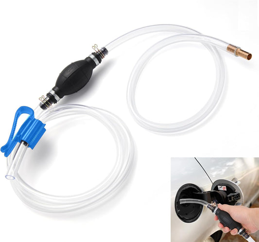 Gas Siphon Hose Pump, Manual Hand Water pump, Gasoline Transfer Pump for water Gas Oil Petrol Diesel, Fuel V1258-DP02-WO-371