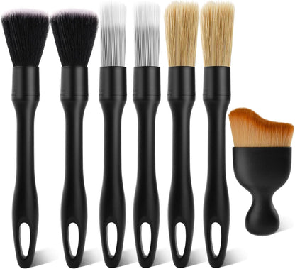 7PCS Car Deng Brush Kit - Ultra Soft Boars Hair Car Interior Deng Brushes, Includes 4 Different Brushes, V1258-DP02-WO-375