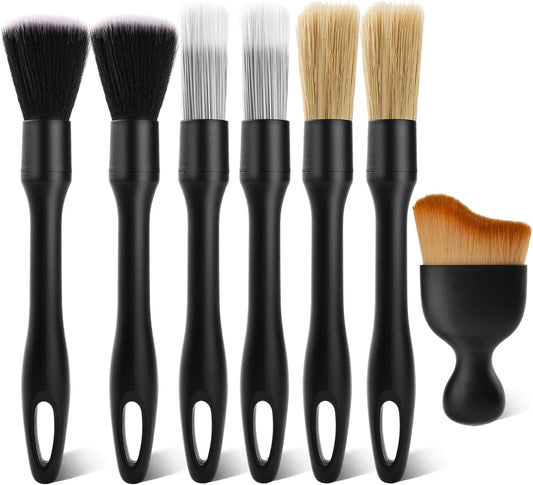 7PCS Car Deng Brush Kit - Ultra Soft Boars Hair Car Interior Deng Brushes, Includes 4 Different Brushes, V1258-DP02-WO-375