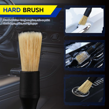 7PCS Car Deng Brush Kit - Ultra Soft Boars Hair Car Interior Deng Brushes, Includes 4 Different Brushes, V1258-DP02-WO-375