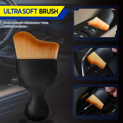 7PCS Car Deng Brush Kit - Ultra Soft Boars Hair Car Interior Deng Brushes, Includes 4 Different Brushes, V1258-DP02-WO-375