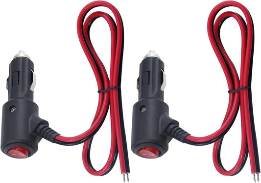 12Volt Replacement Cigarette Lighter Male Plug with On Off Switch - 2FT 12V Fused 15amp Cigarette Male Plug V1258-DP02-WO-377