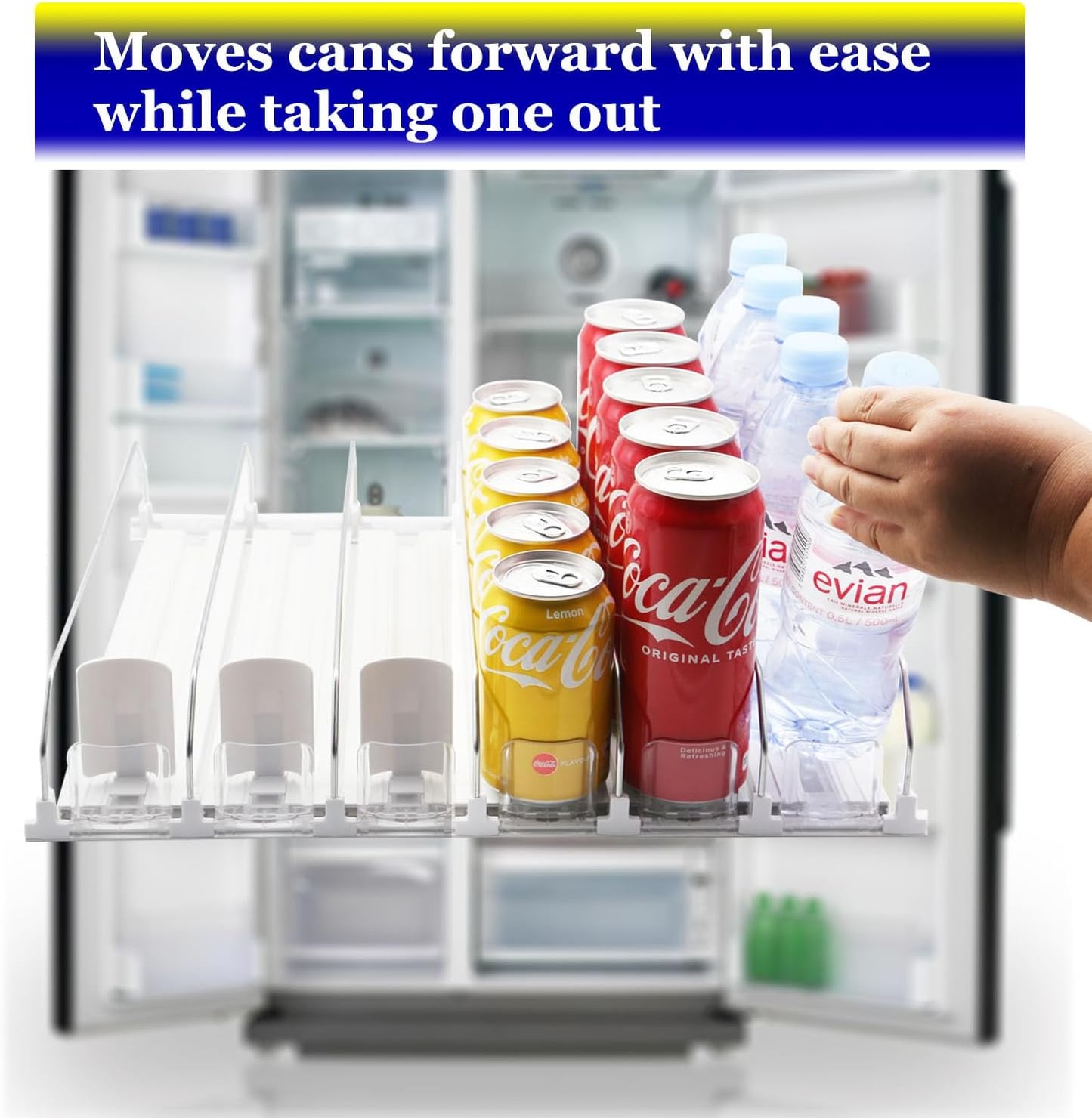 Drink Dispenser for Fridge,Automatic Pusher Glide Soda Can Dispenser for Refrigerator and Adjustable Width - V1258-DP02-WO-38