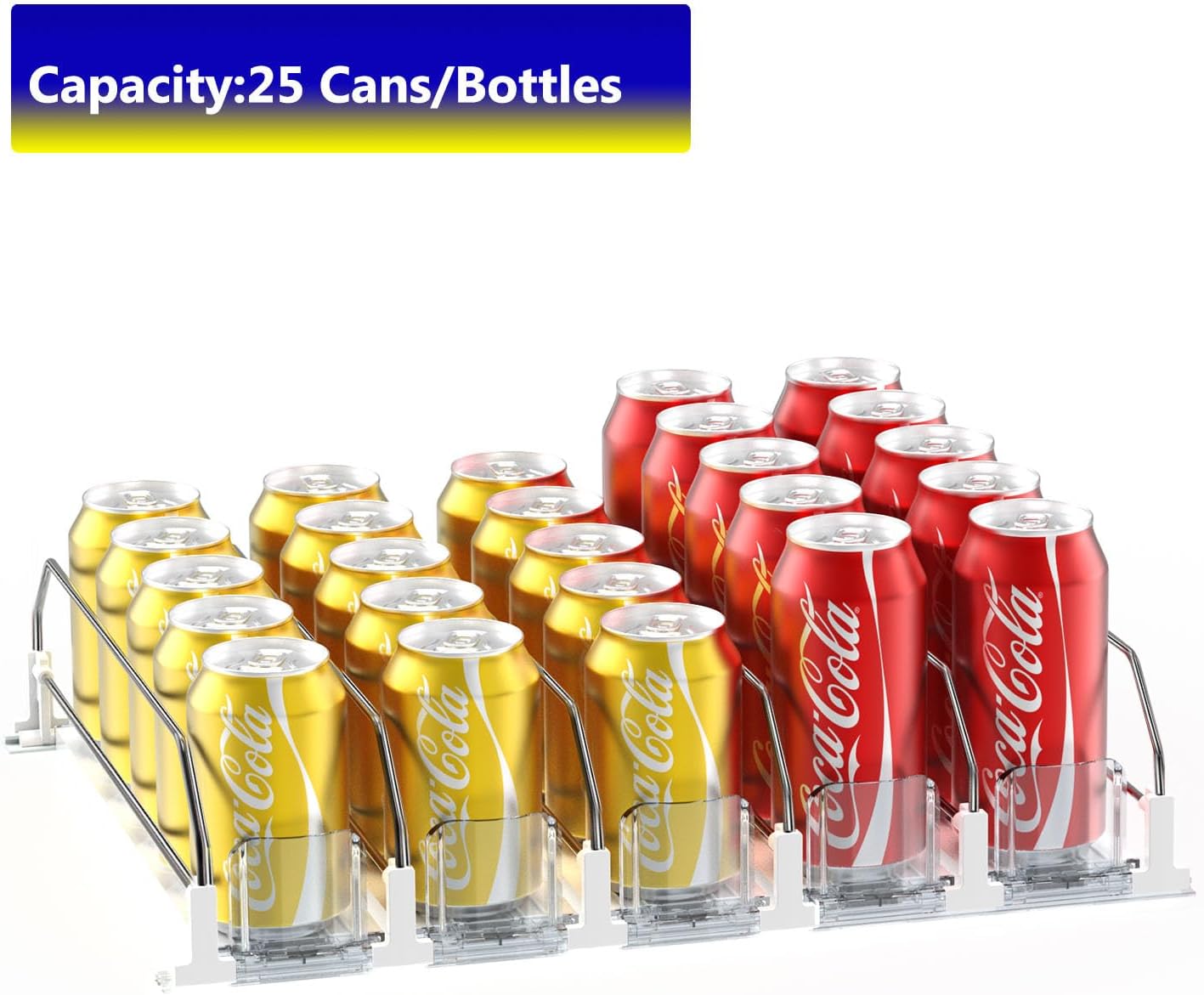 Drink Dispenser for Fridge,Automatic Pusher Glide Soda Can Dispenser for Refrigerator and Adjustable Width - V1258-DP02-WO-38
