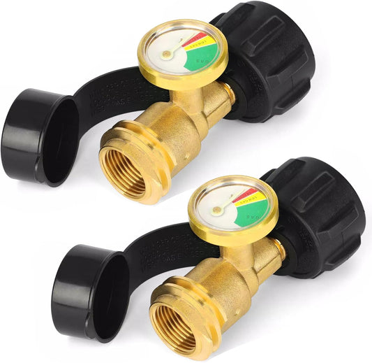 Propane Tank Gauge Level Indicator, 2 Pack Propane Gas Gauge for LP Propane Tank 5LB-40LB with QCC1/Type, V1258-DP02-WO-389