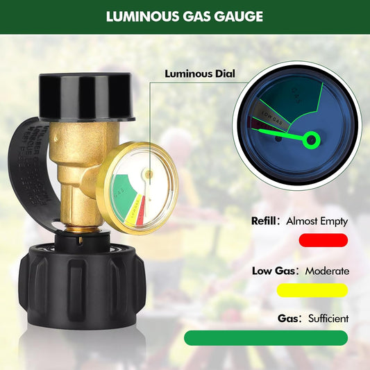 Propane Tank Gauge Level Indicator, 2 Pack Propane Gas Gauge for LP Propane Tank 5LB-40LB with QCC1/Type, V1258-DP02-WO-389