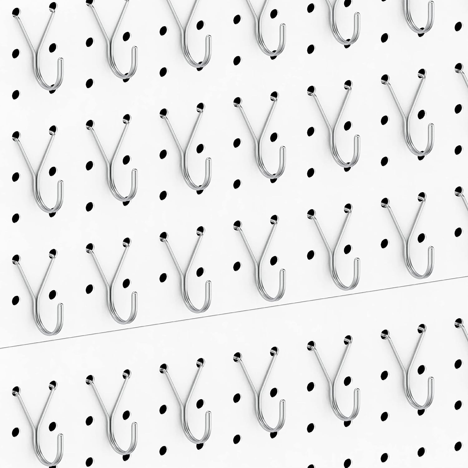 80 Pack Pegboard Hooks J-Hook - 1 Inch Silver J Hooks for Pegboard - Heavy Duty Peg Board Hooks for Hanging V1258-DP02-WO-399