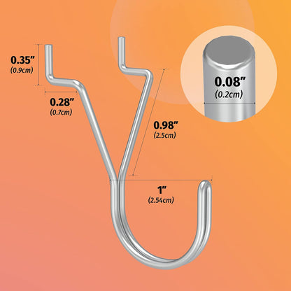 80 Pack Pegboard Hooks J-Hook - 1 Inch Silver J Hooks for Pegboard - Heavy Duty Peg Board Hooks for Hanging V1258-DP02-WO-399