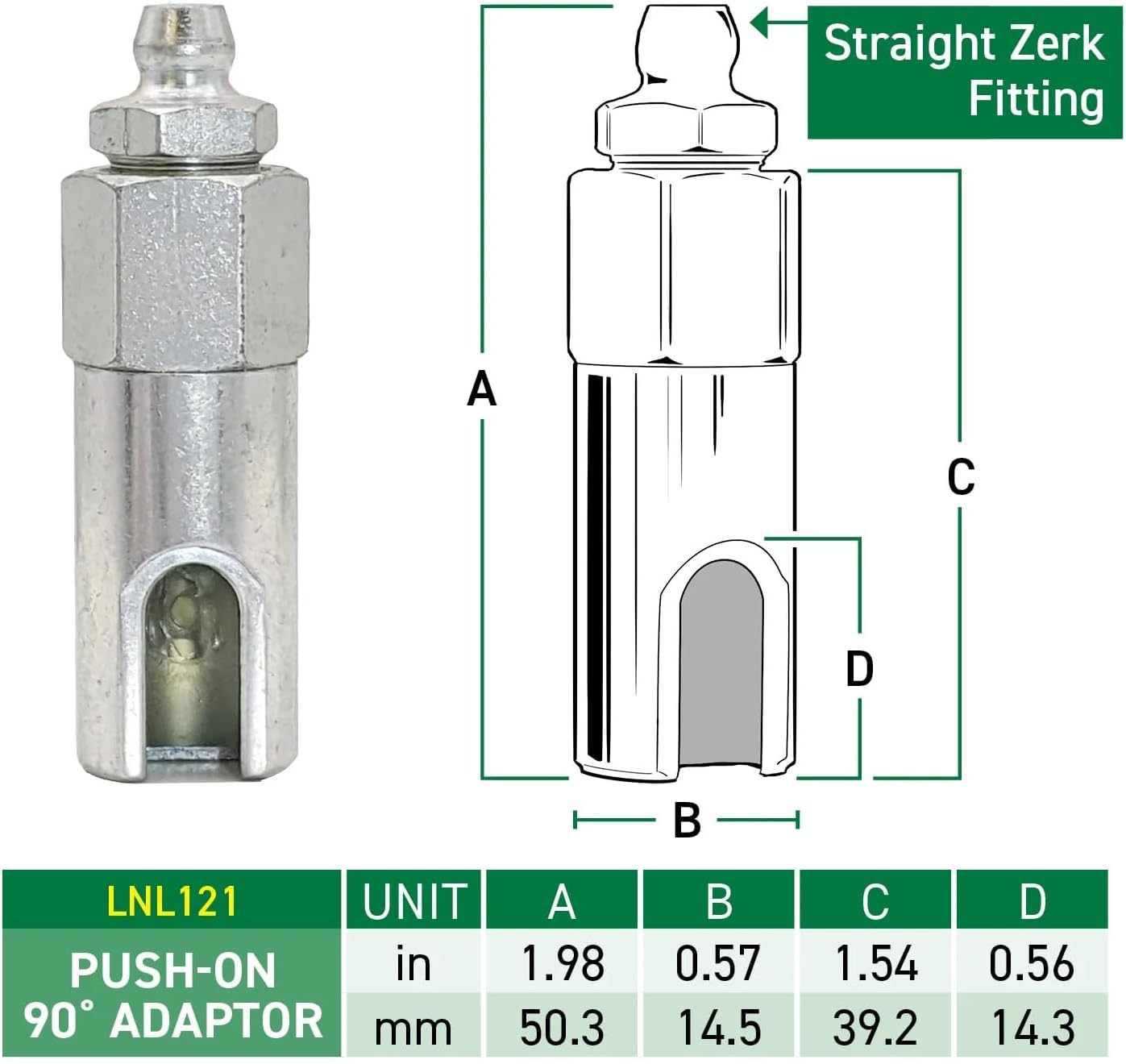 Push-on Slotted Right Angle 90 Degree Grease Coupler V1258-DP02-WO-400