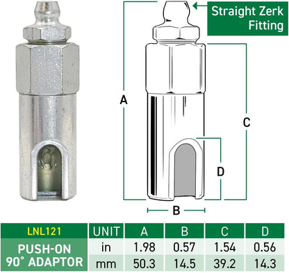 Push-on Slotted Right Angle 90 Degree Grease Coupler V1258-DP02-WO-400