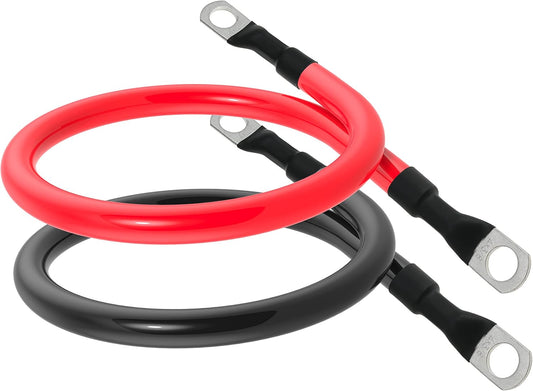 4 AWG Battery Cable 4AWG Gauge Pure Copper Battery Inverter Cables with 3/8 in Lugs Both Ends Power Inverter V1258-DP02-WO-407