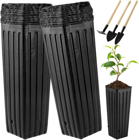 50 Pcs 12" Tall Tree Pots Plastic Deep Nursery Pots Tall Nursery Tree Pots Plant Deep Seedling Pots, Flower V1258-DP02-WO-410