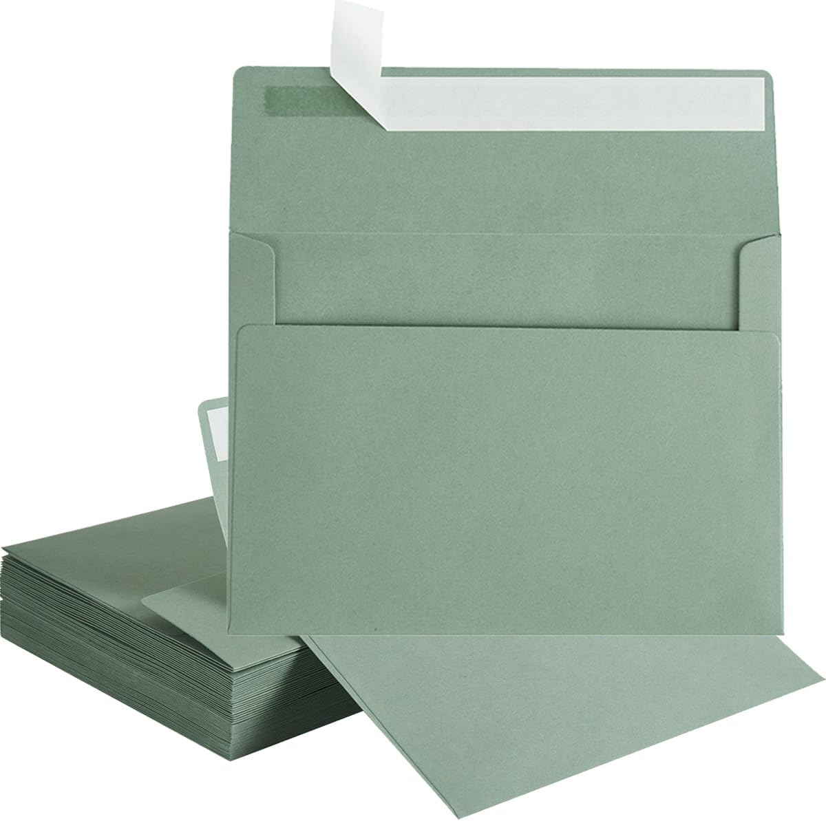 100 Pack Sage-Green A7 Envelopes Self-Adhesive 5x7 Envelopes for Invitations, 5x7 Greeting Cards V1258-DP02-WO-419