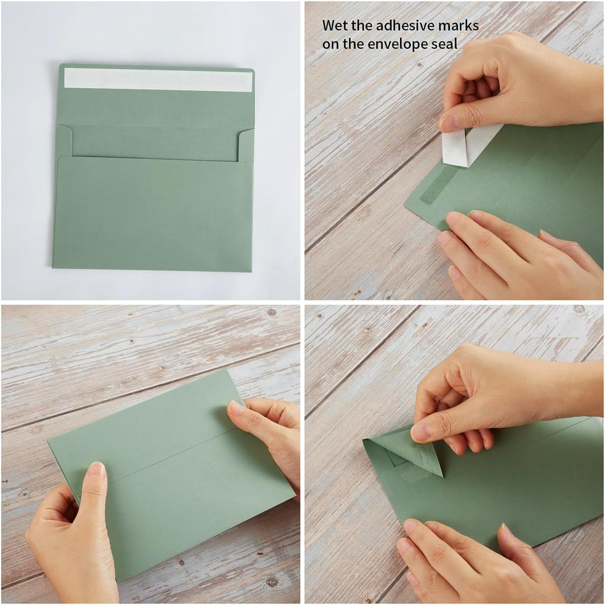 100 Pack Sage-Green A7 Envelopes Self-Adhesive 5x7 Envelopes for Invitations, 5x7 Greeting Cards V1258-DP02-WO-419