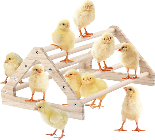 Wooden Chick Perch Stand, Pine Roosting Bar, Jungle Gym Perch Toys for Chicken Coop & Brooder, Bird Perch for V1258-DP02-WO-422