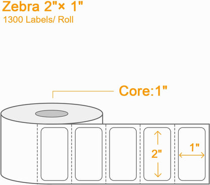 [15600 Labels/12 Rolls] 3-Proof 1" Core 2" x 1" Direct Thermal Label (51mm x 25mm) Multipurpose Shipping V1258-DP02-WO-429
