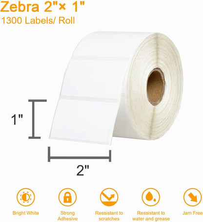 [15600 Labels/12 Rolls] 3-Proof 1" Core 2" x 1" Direct Thermal Label (51mm x 25mm) Multipurpose Shipping V1258-DP02-WO-429