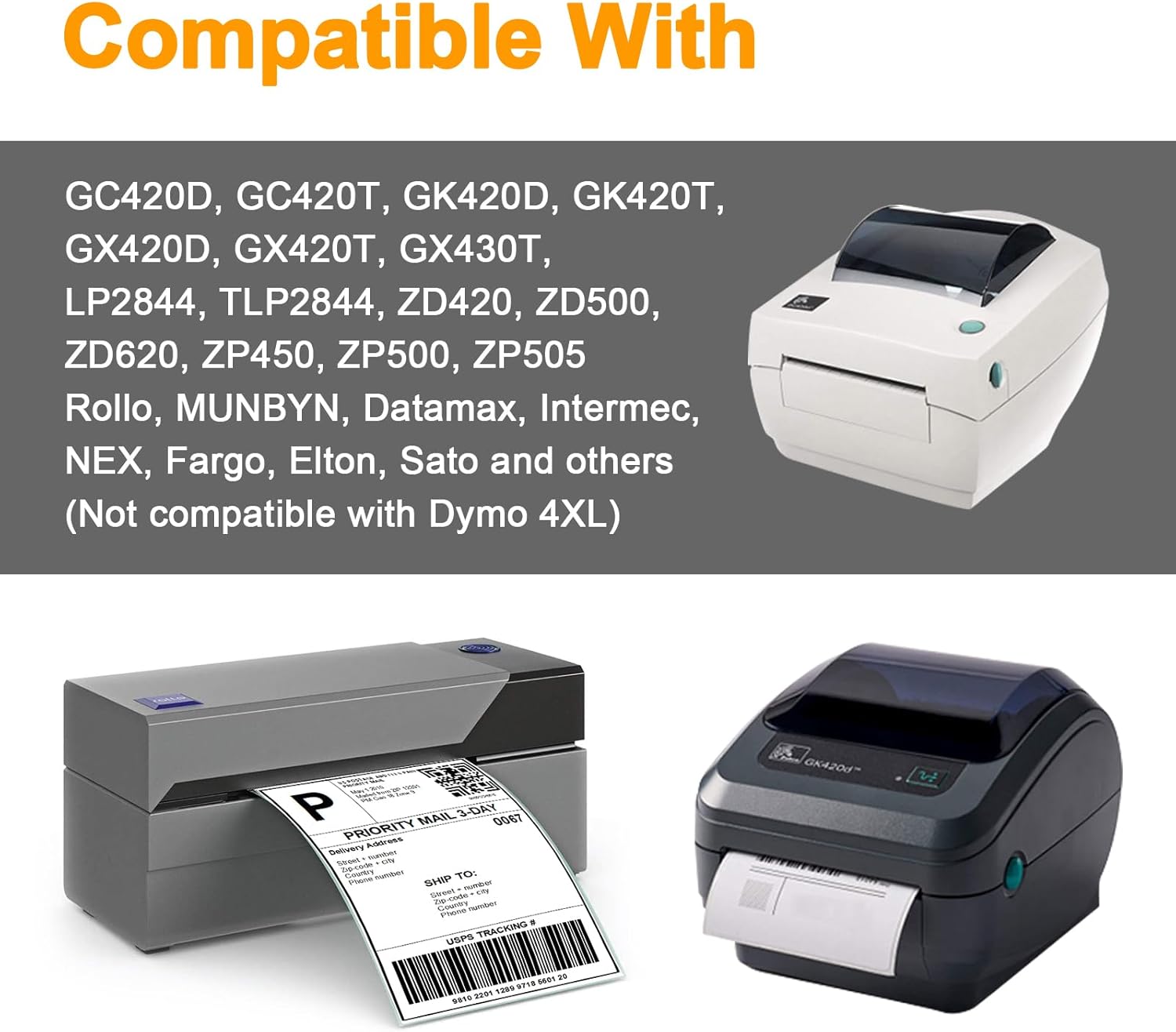 [15600 Labels/12 Rolls] 3-Proof 1" Core 2" x 1" Direct Thermal Label (51mm x 25mm) Multipurpose Shipping V1258-DP02-WO-429