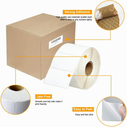 [15600 Labels/12 Rolls] 3-Proof 1" Core 2" x 1" Direct Thermal Label (51mm x 25mm) Multipurpose Shipping V1258-DP02-WO-429