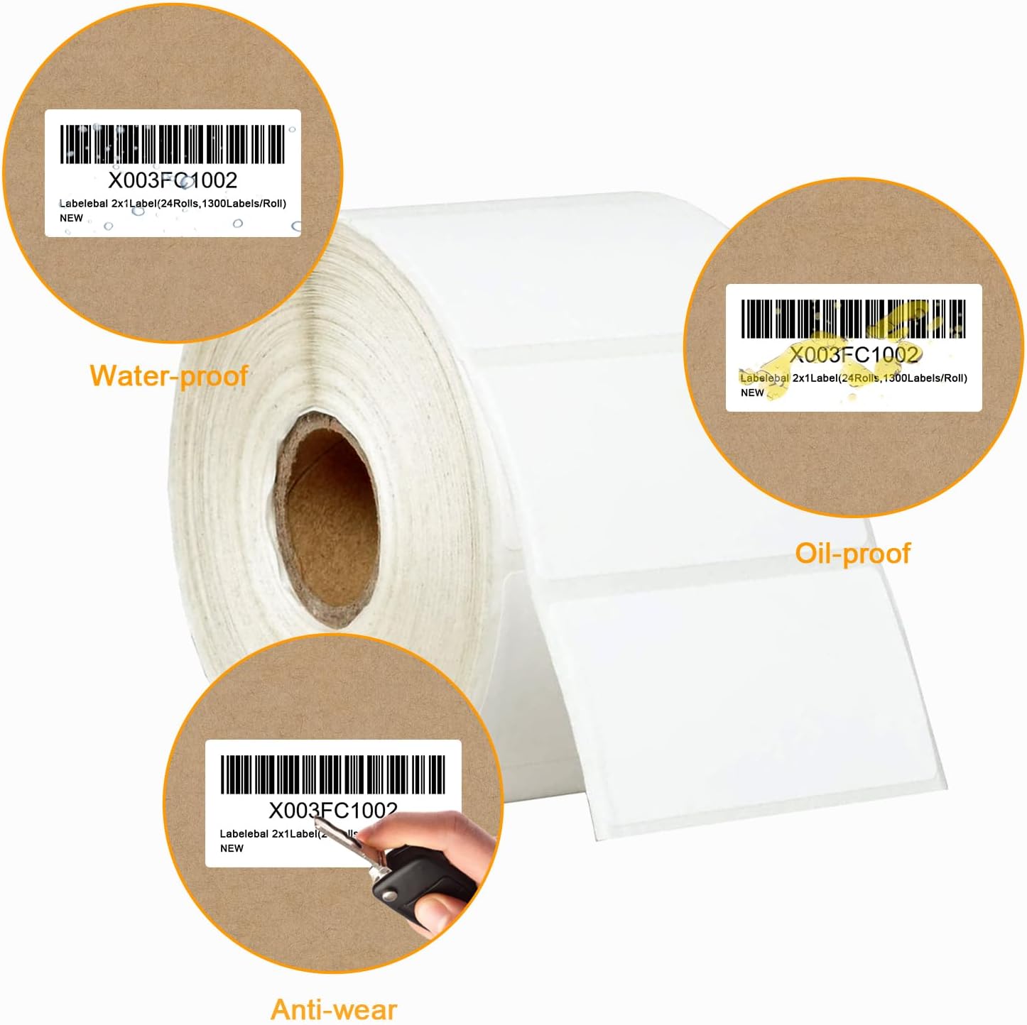 [15600 Labels/12 Rolls] 3-Proof 1" Core 2" x 1" Direct Thermal Label (51mm x 25mm) Multipurpose Shipping V1258-DP02-WO-429