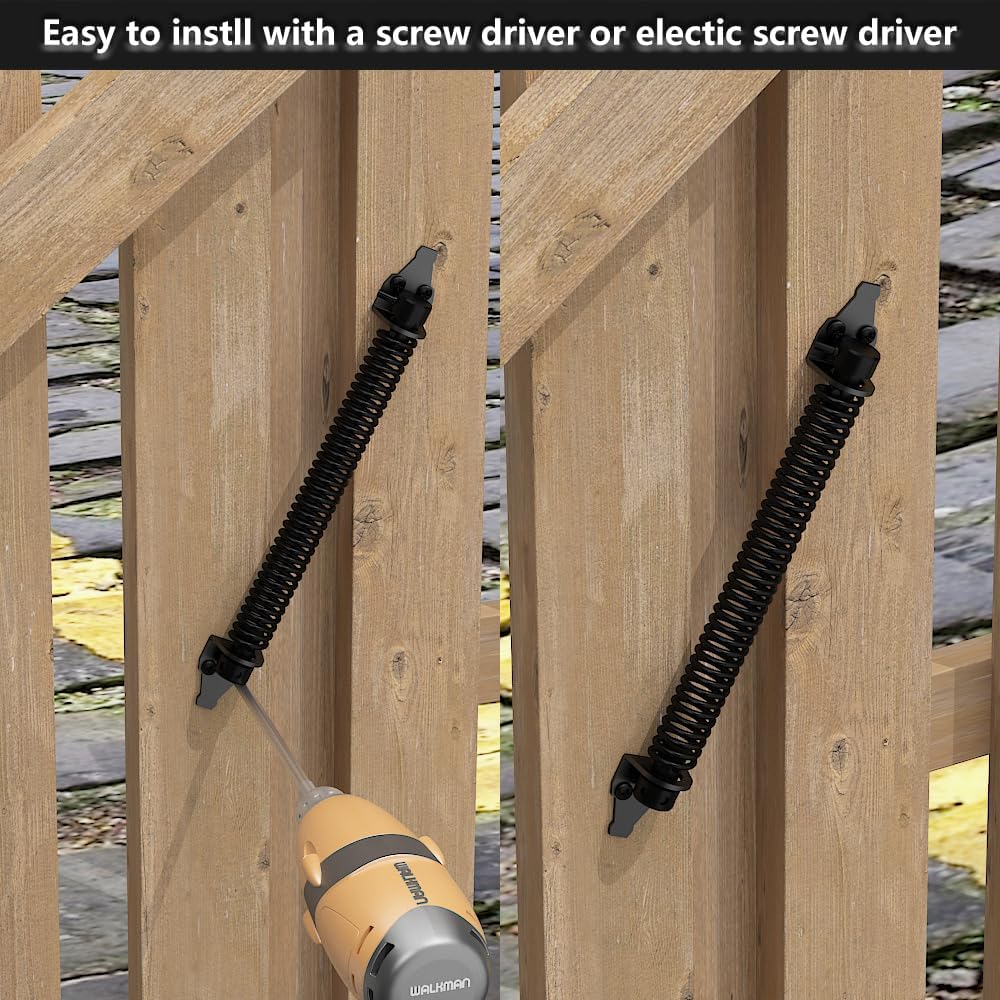 2 Pack 14" Fence gate Spring self Closing and Adjustable for Wooden or Vinyl Fence,Carbon Steel,Black(gate V1258-DP02-WO-432