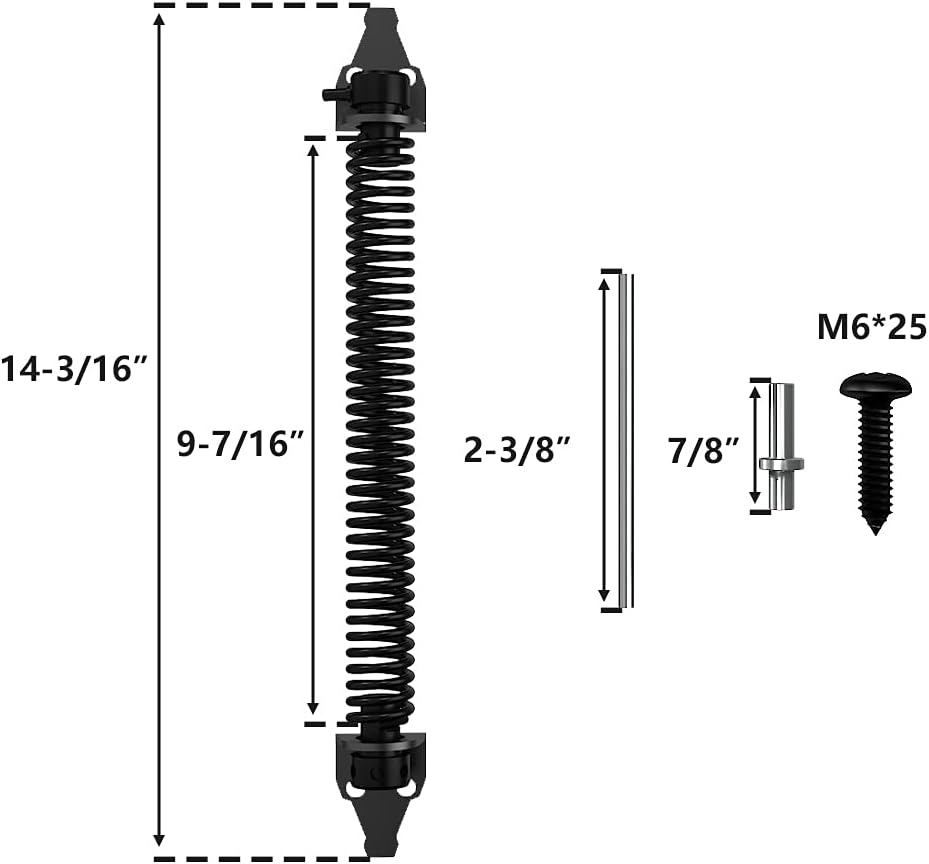 2 Pack 14" Fence gate Spring self Closing and Adjustable for Wooden or Vinyl Fence,Carbon Steel,Black(gate V1258-DP02-WO-432
