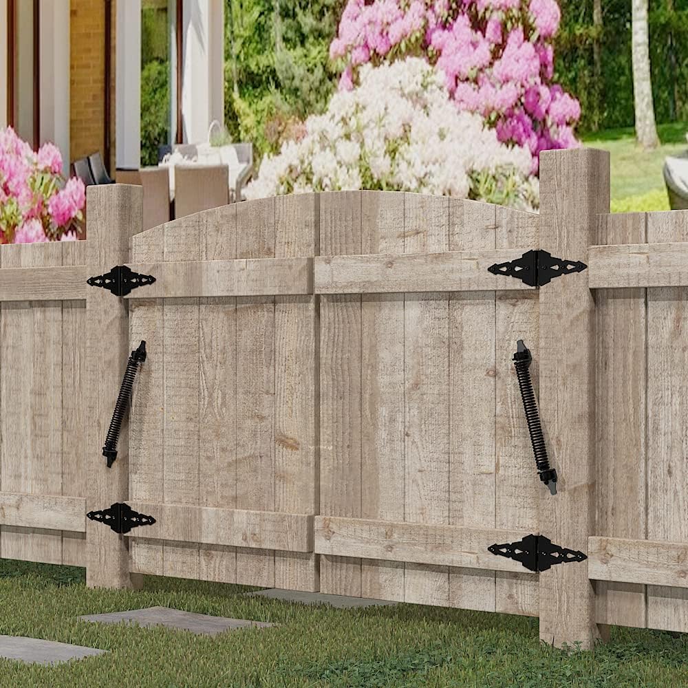2 Pack 14" Fence gate Spring self Closing and Adjustable for Wooden or Vinyl Fence,Carbon Steel,Black(gate V1258-DP02-WO-432
