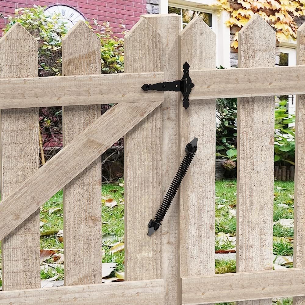 2 Pack 14" Fence gate Spring self Closing and Adjustable for Wooden or Vinyl Fence,Carbon Steel,Black(gate V1258-DP02-WO-432