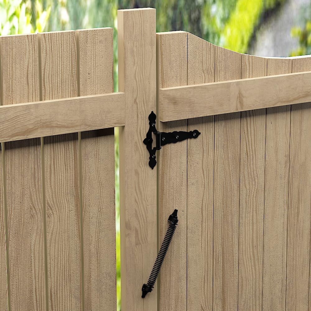 2 Pack 14" Fence gate Spring self Closing and Adjustable for Wooden or Vinyl Fence,Carbon Steel,Black(gate V1258-DP02-WO-432