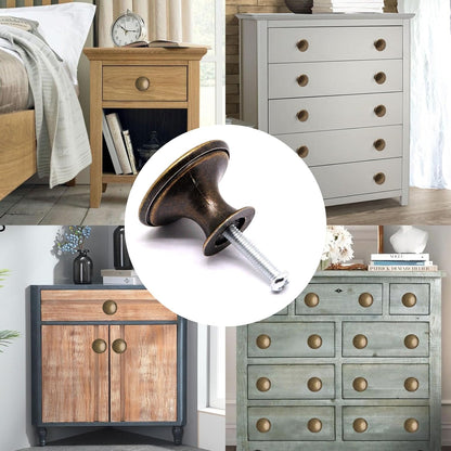 16 Pack Antique Brass Cabinet Knobs, Round Dresser Knobs Kitchen Drawer Knob, Single Hole Cupboard Door Knob V1258-DP02-WO-434