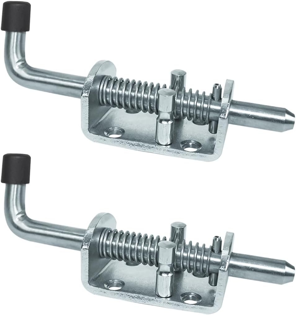 Spring Loaded Gate Latch Pin Barrel Bolt 6in x 1/2in Stem Durable Zinc Plated Solid Steel Heavy Duty for V1258-DP02-WO-436