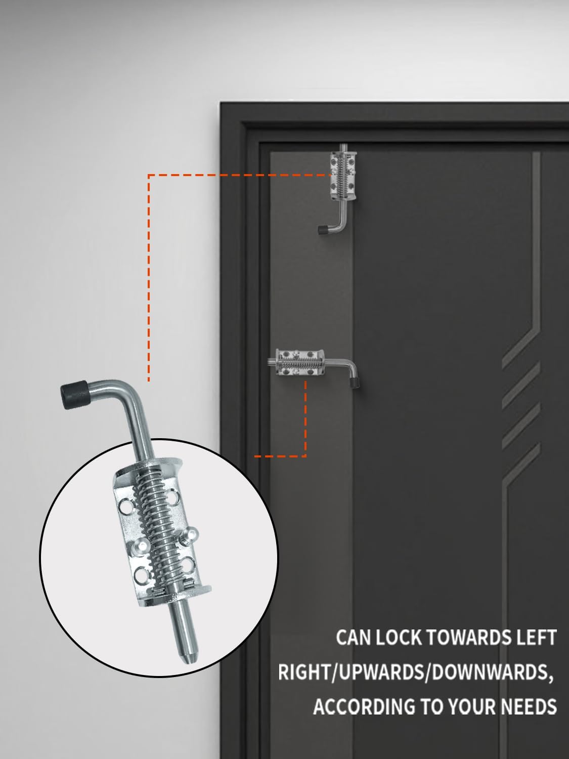 Spring Loaded Gate Latch Pin Barrel Bolt 6in x 1/2in Stem Durable Zinc Plated Solid Steel Heavy Duty for V1258-DP02-WO-436