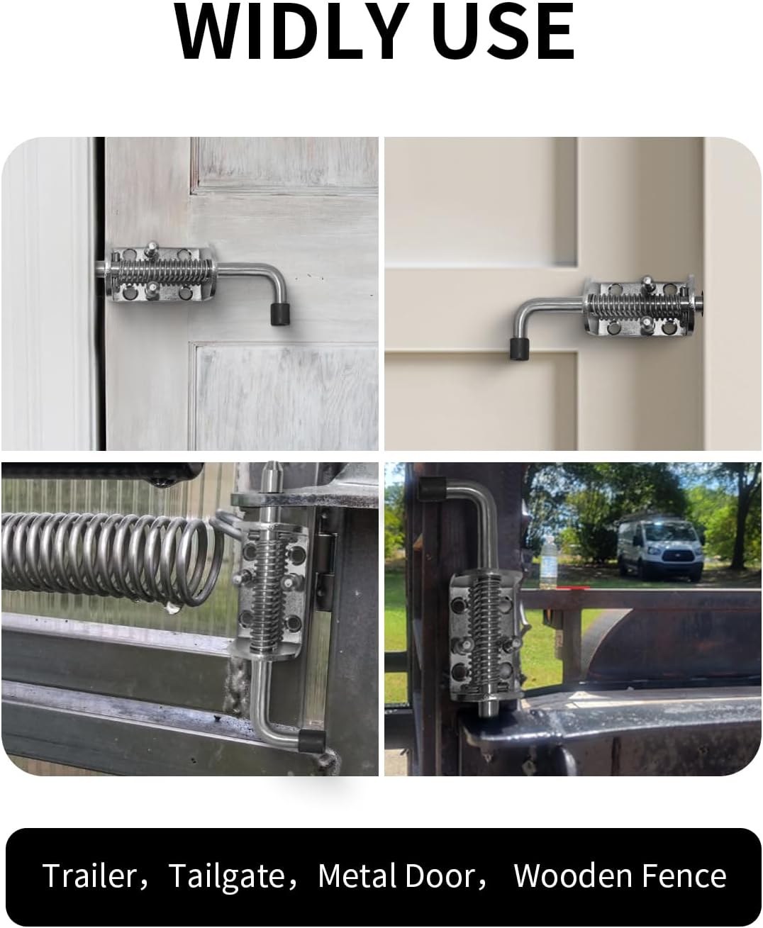 Spring Loaded Gate Latch Pin Barrel Bolt 6in x 1/2in Stem Durable Zinc Plated Solid Steel Heavy Duty for V1258-DP02-WO-436